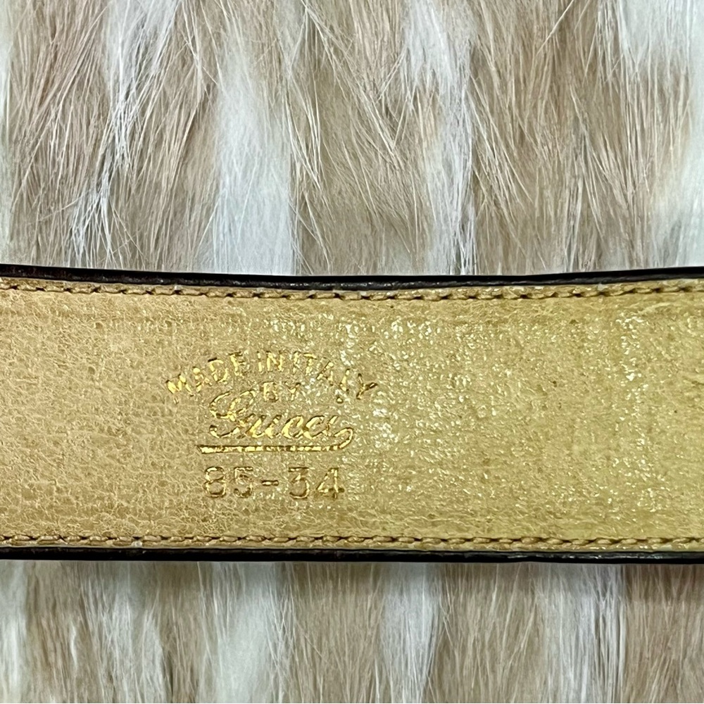 GUCCI G Gold Buckle Brown Leather Classic Unisex Belt - Picture 8 of 8